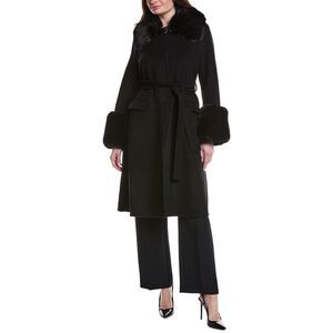 La Fiorentina Womens Wool Coat, Black